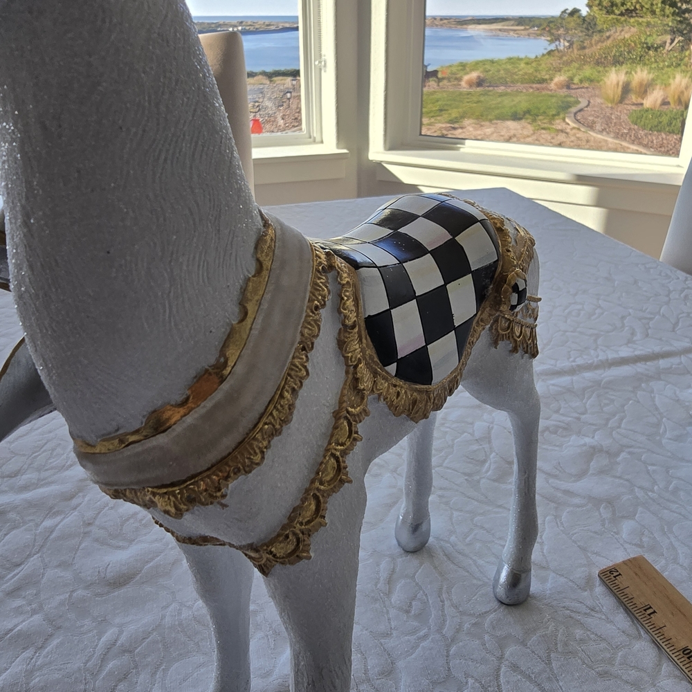Set of Mckenzie Childs Courtly Check White Bow Deer. Holiday Gorgeous! - Picture 15 of 16